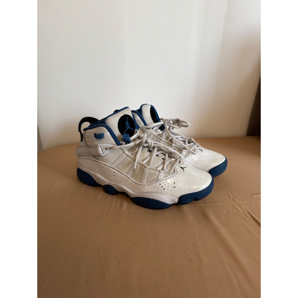 Air Jordan 6 Rings White Blue Mens Basketball Shoes‎ Sneakers Size 8.5